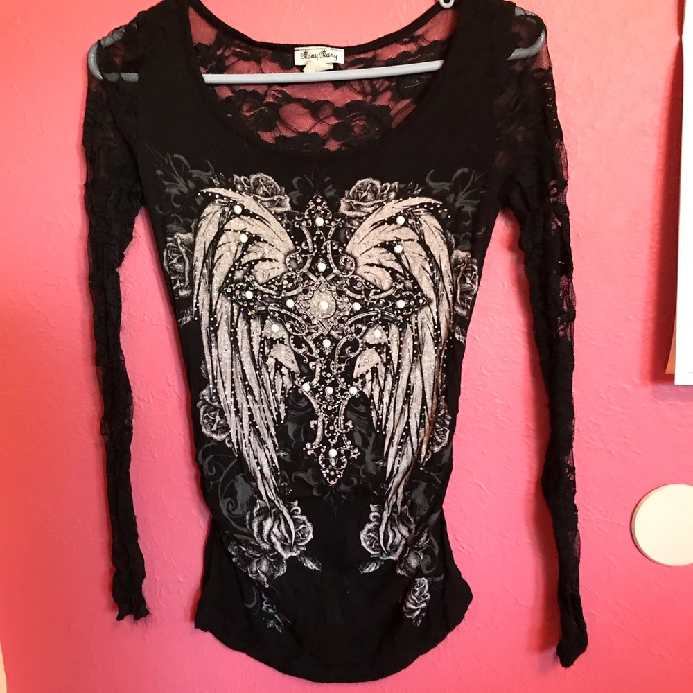 Lace goth style long sleeve shirt